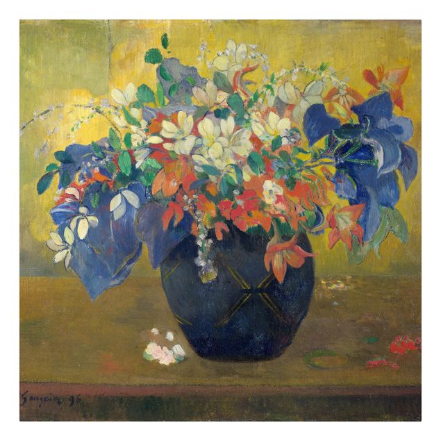 Leinwandbild - Paul Gauguin - Blumen in einer Vase - Quadrat 1:1