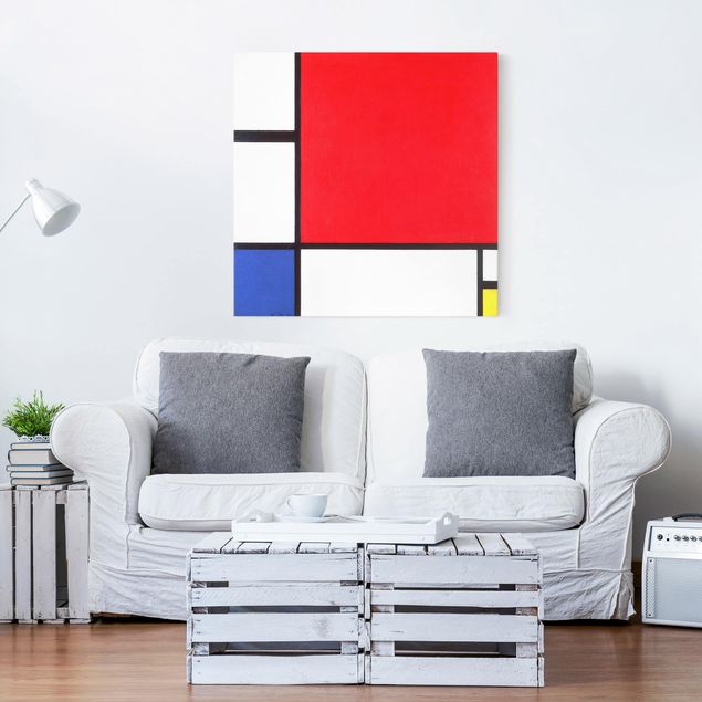 Leinwandbild - Piet Mondrian - Komposition mit Rot, Blau und Gelb - Quadrat 1:1