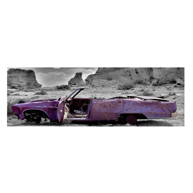 Leinwandbild - Pink Cadillac - Panorama Quer