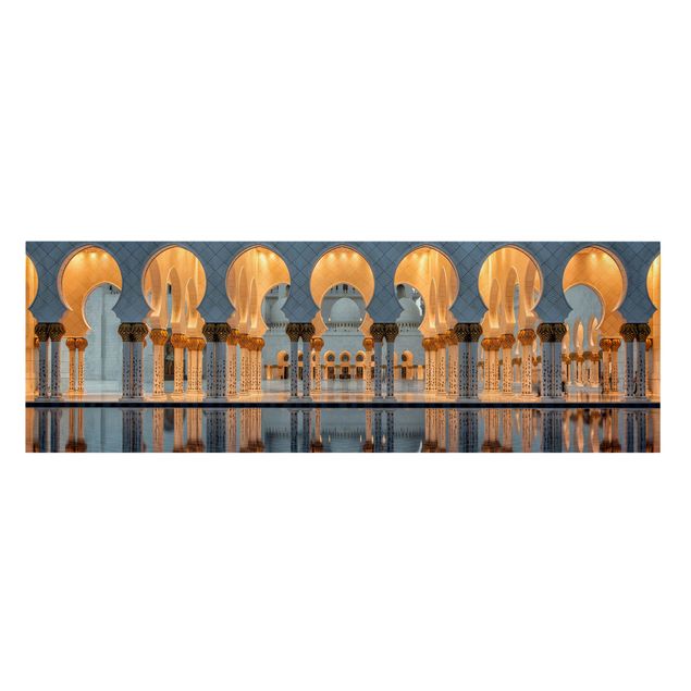 Leinwandbild - Reflexionen in der Moschee - Panorama Quer