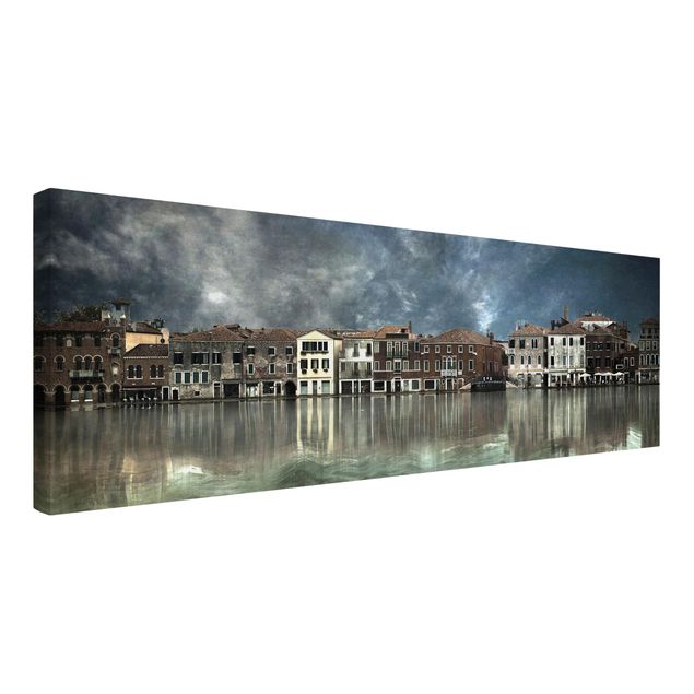 Leinwandbild - Reflexionen in Venedig - Panorama Quer