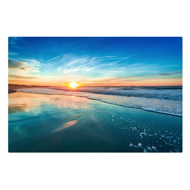 Leinwandbild - Romantischer Sonnenuntergang am Meer - Quer 3:2