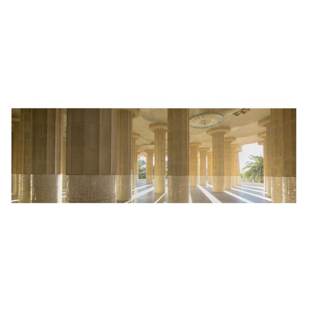 Leinwandbild - Säulen Lichtspiel Barcelona - Panorama Quer