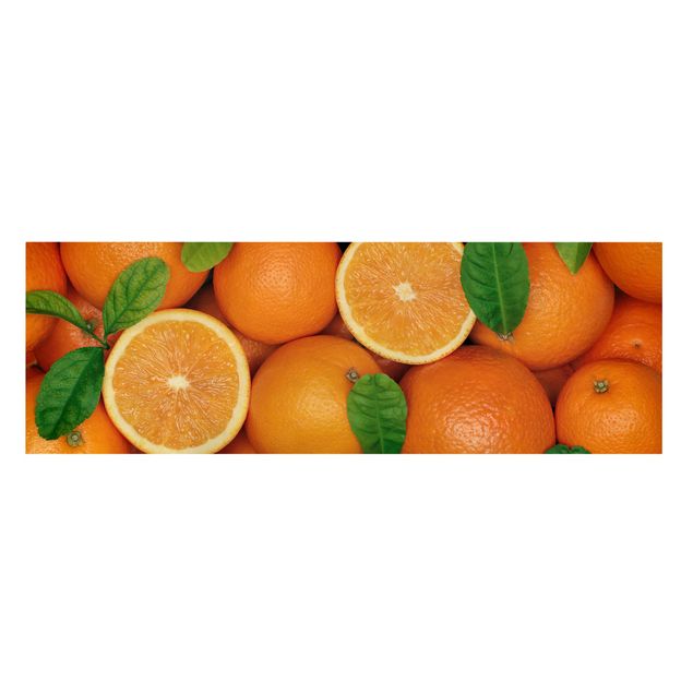 Leinwandbild - Saftige Orangen - Panorama Quer