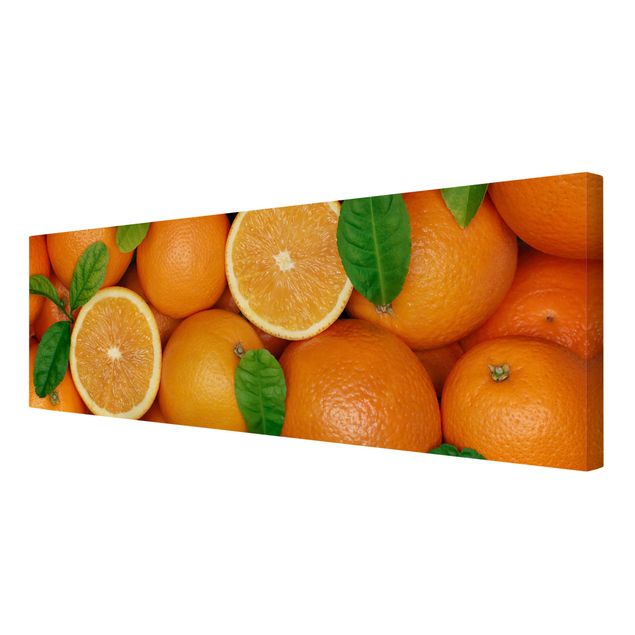 Leinwandbild - Saftige Orangen - Panorama Quer