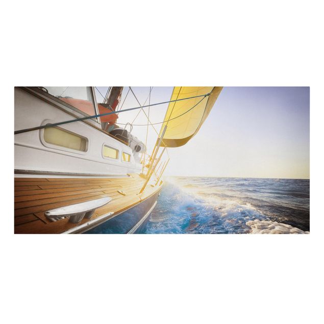 Leinwandbild - Segelboot auf blauem Meer bei Sonnenschein - Quer 2:1