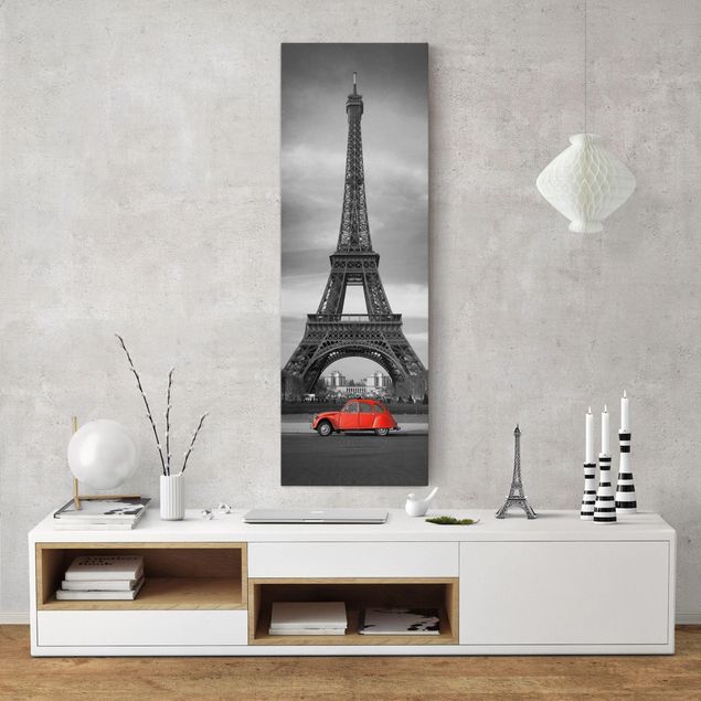 Leinwandbild Schwarz-Weiß - Spot on Paris - Panoramabild Hoch