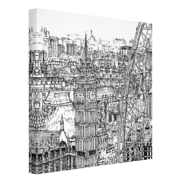 Leinwandbild - Stadtstudie - London Eye - Quadrat 1:1