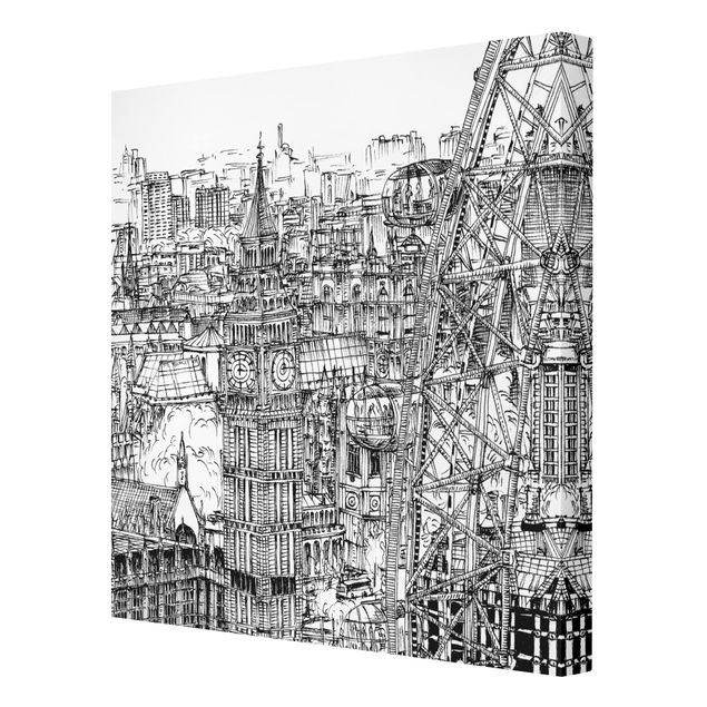 Leinwandbild - Stadtstudie - London Eye - Quadrat 1:1