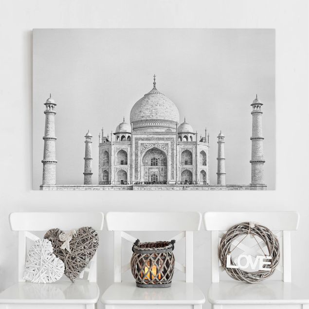 Leinwandbild - Taj Mahal in Grau - Querformat 2:3