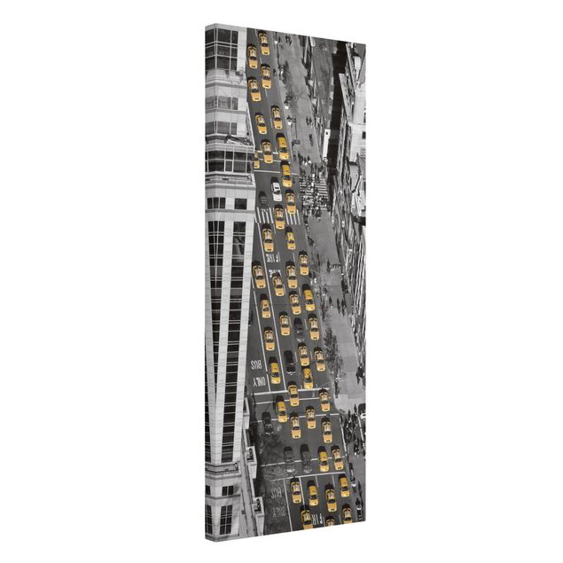 Leinwandbild Schwarz-Weiß - Taxiverkehr in Manhattan - Panoramabild Hoch