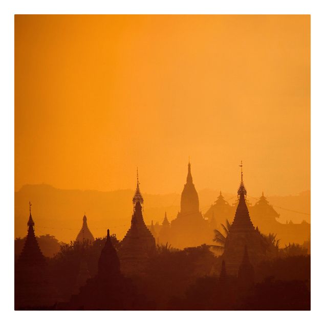 Leinwandbild - Tempelstadt in Myanmar - Quadrat 1:1