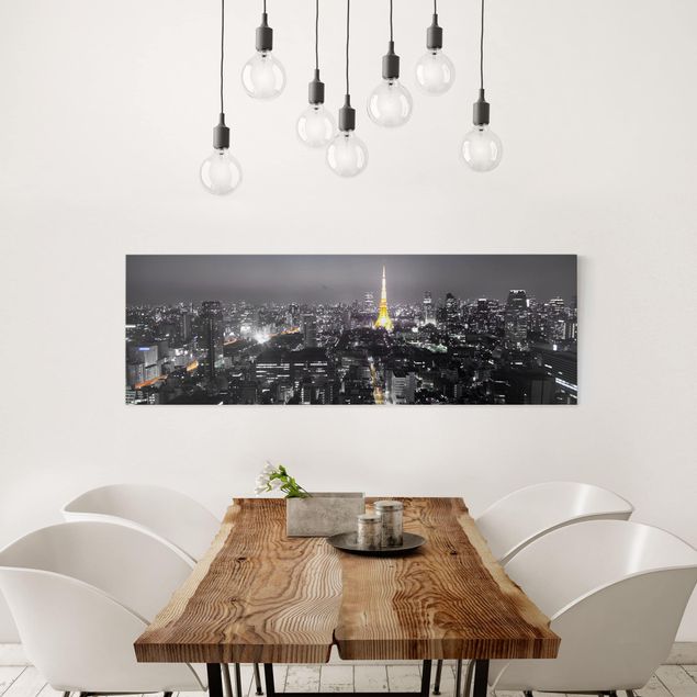 Leinwandbild Schwarz-Weiß - Tokio - Panoramabild Quer