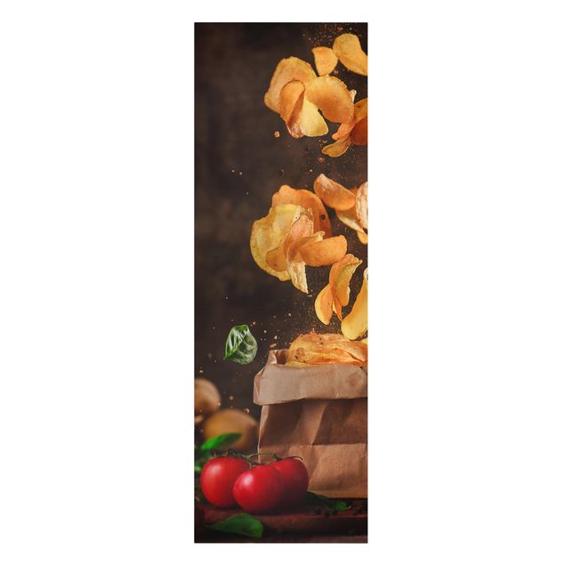 Leinwandbild - Tomate-Basilikum-Snack - Panoramabild Hoch