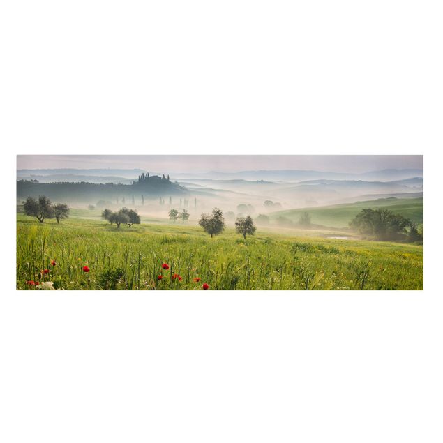 Leinwandbild - Toskana Frühling - Panorama Quer