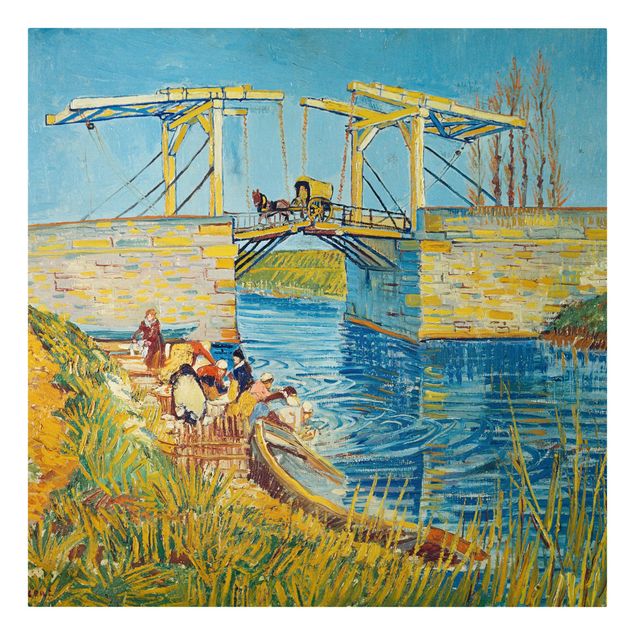 Leinwandbild - Vincent van Gogh - Zugbrücke in Arles - Quadrat 1:1
