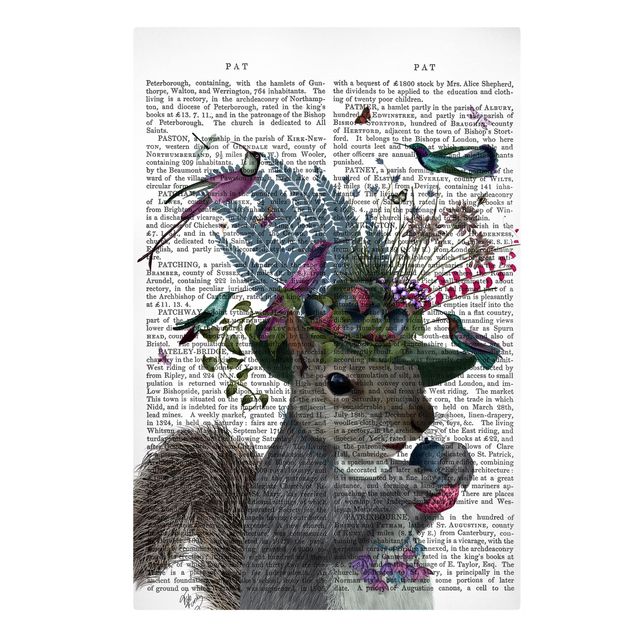 Leinwandbild - Vogelfänger - Eichhörnchen mit Eicheln - Hochformat 3:2
