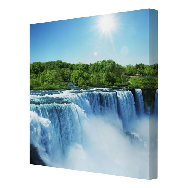 Leinwandbild - Wasserfalllandschaft - Quadrat 1:1
