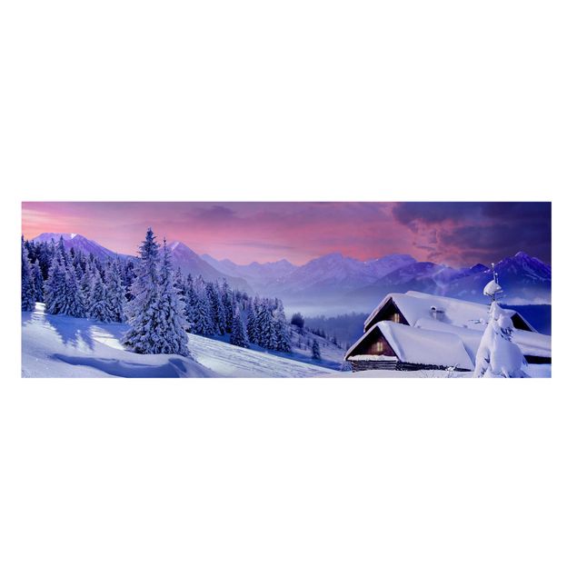 Leinwandbild - Weihnachtstraumlandschaft - Panorama Quer
