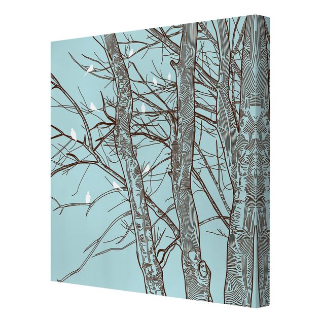 Leinwandbild - Winterbäume - Quadrat 1:1