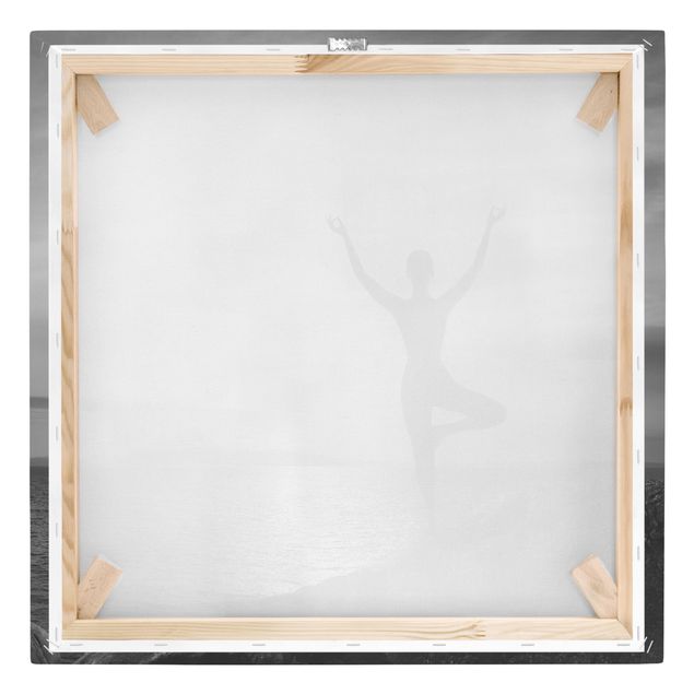 Leinwandbild Schwarz-Weiß - Yoga schwarz weiss - Quadrat 1:1