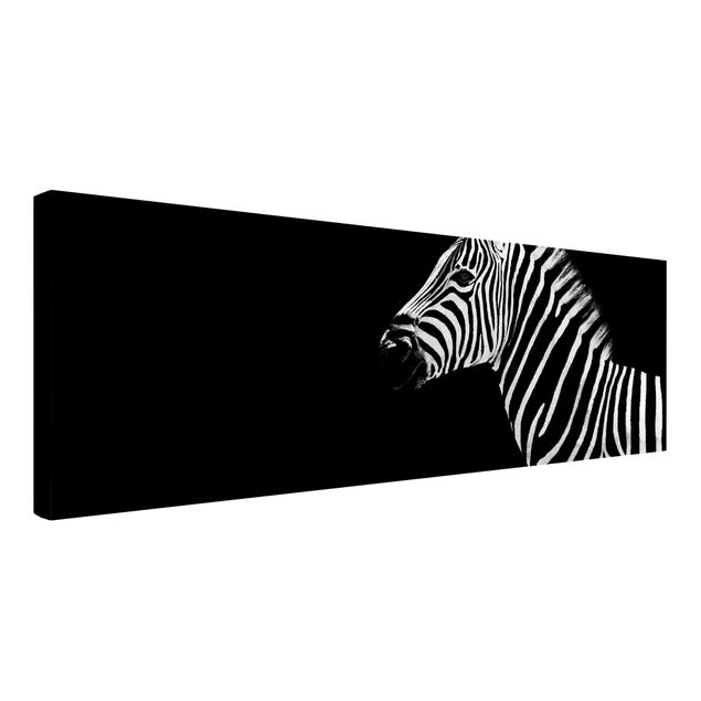Leinwandbild Schwarz-Weiß - Zebra Safari Art - Panoramabild Quer