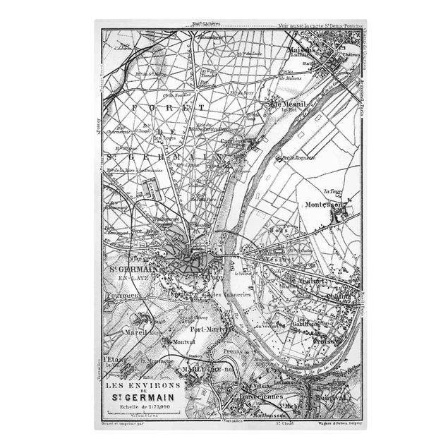 Leinwandbild - Vintage Karte St Germain Paris - Hochformat 2:3