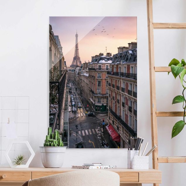 Glas Magnettafel Eiffelturm bei Sonnenuntergang
