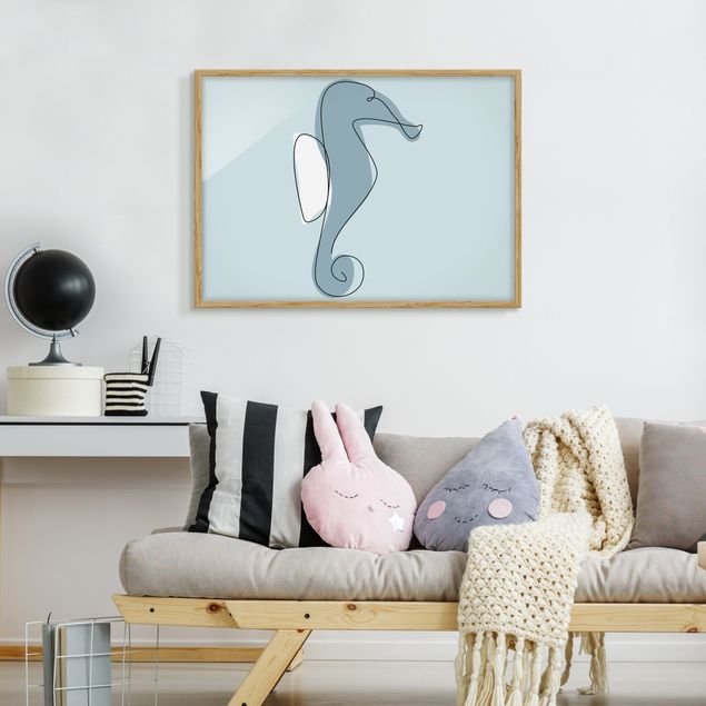 Bild mit Rahmen - Seepferdchen Line Art - Querformat 3:4