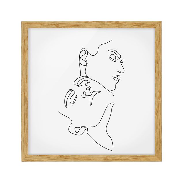 Bild mit Rahmen - Line Art Frauen Gesichter Weiß - Quadrat 1:1