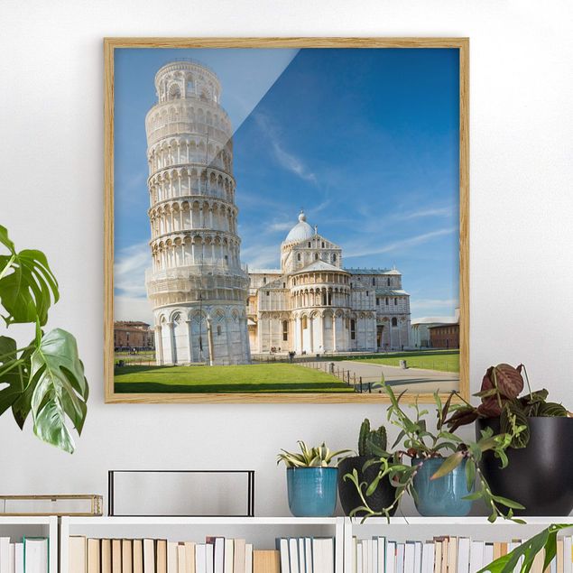 Bild mit Rahmen - Der schiefe Turm von Pisa - Quadrat 1:1