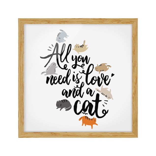 Bild mit Rahmen - All you need is love and a cat - Quadrat 1:1