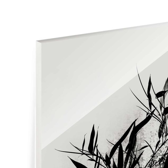 Glasbild - Grafische Pflanzenwelt - Schwarzer Bambus - Quadrat 1:1