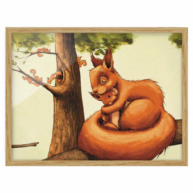 Bild mit Rahmen - Einhörnchen Mama - Querformat 3:4