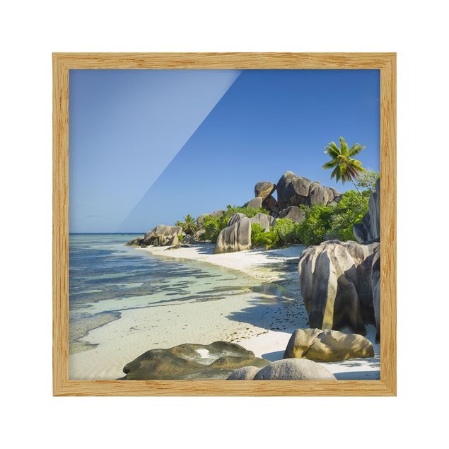 Bild mit Rahmen - Traumstrand Seychellen - Quadrat 1:1