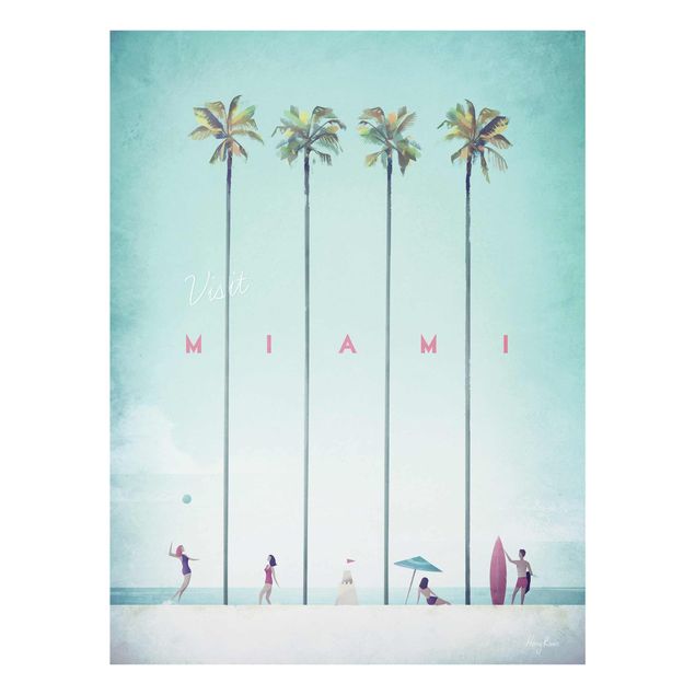 Glasbild - Reiseposter - Miami - Hochformat 4:3