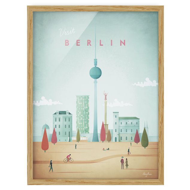 Bild mit Rahmen - Reiseposter - Berlin - Hochformat 4:3