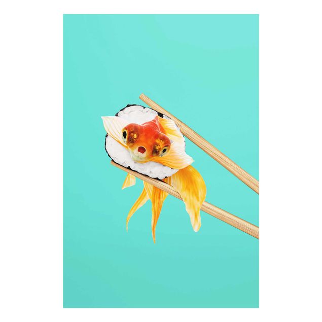 Glasbild - Jonas Loose - Sushi mit Goldfisch - Hochformat 3:2