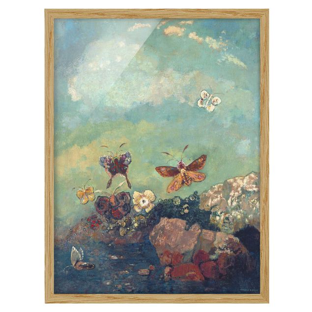 Bild mit Rahmen - Odilon Redon - Schmetterlinge - Hochformat 4:3