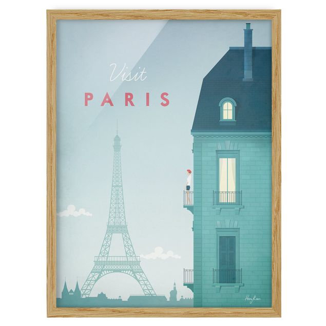 Bild mit Rahmen - Reiseposter - Paris - Hochformat 4:3