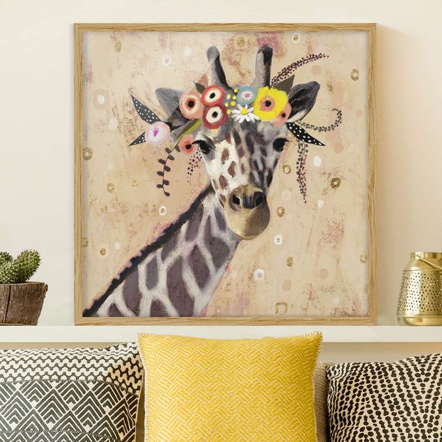 Bild mit Rahmen - Klimt Giraffe - Quadrat 1:1