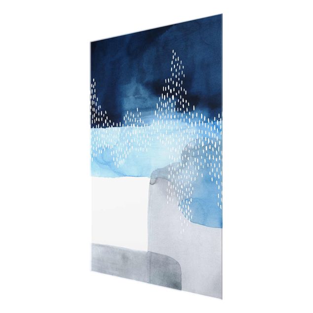 Glasbild - Abstrakter Wasserfall - Hochformat
