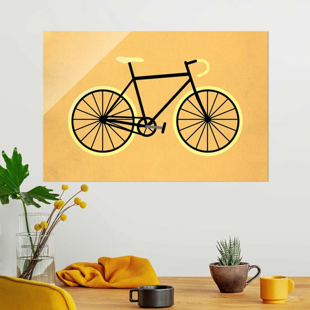 Magnettafel Glas Fahrrad in Gelb
