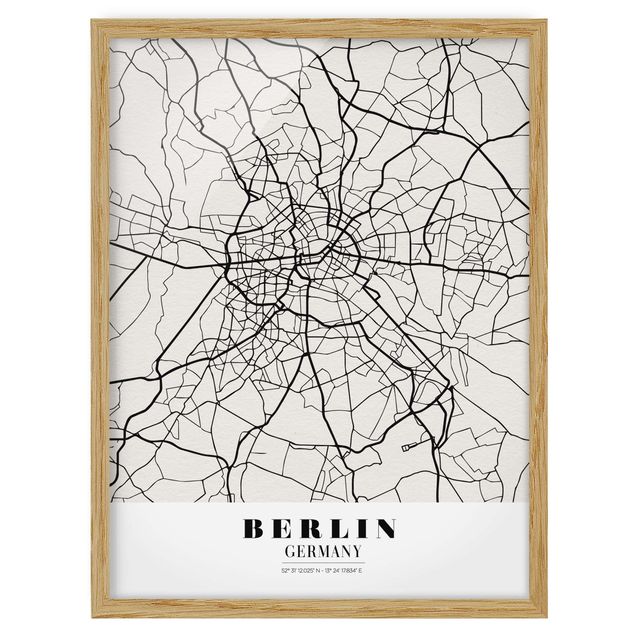 Bild mit Rahmen - Stadtplan Berlin - Klassik - Hochformat 3:4