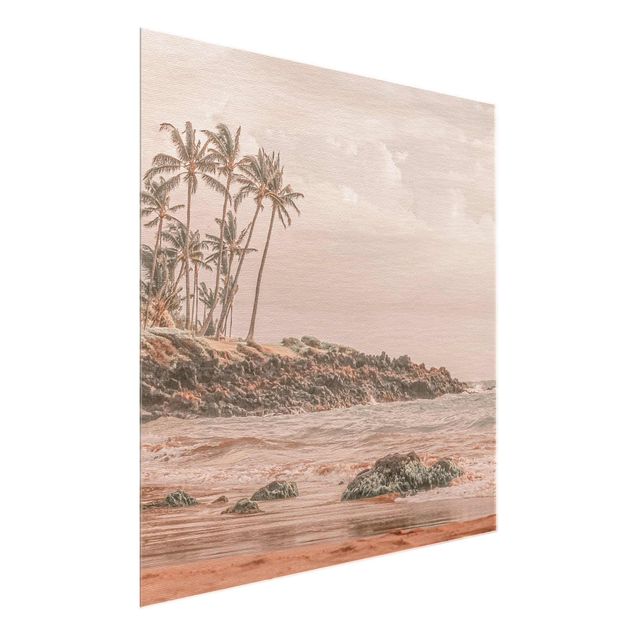 Glasbild - Aloha Hawaii Strand - Quadrat
