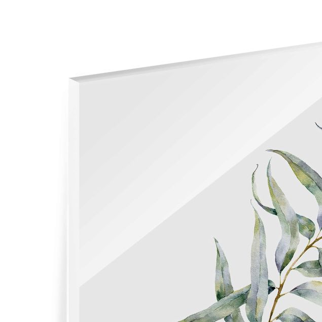 Glasbild - Aquarell Eucalyptus IV - Hochformat