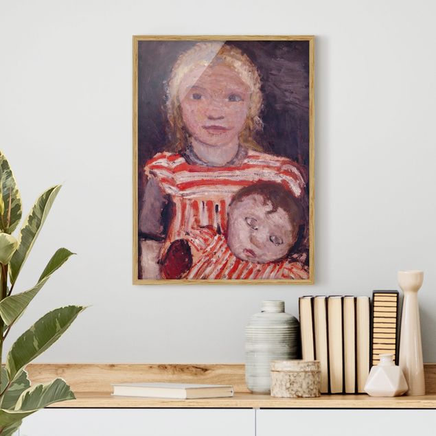Bild mit Rahmen - Paula Modersohn-Becker - Mädchen mit Puppe - Hochformat 3:4