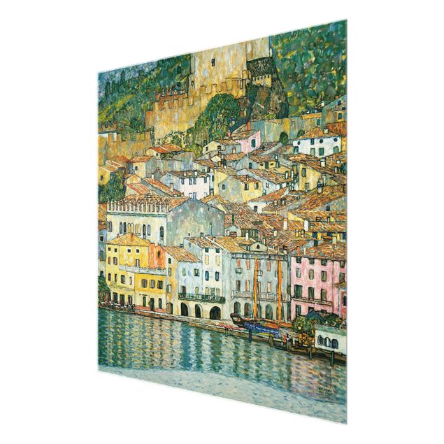 Glasbild - Gustav Klimt - Malcesine am Gardasee - Quadrat 1:1