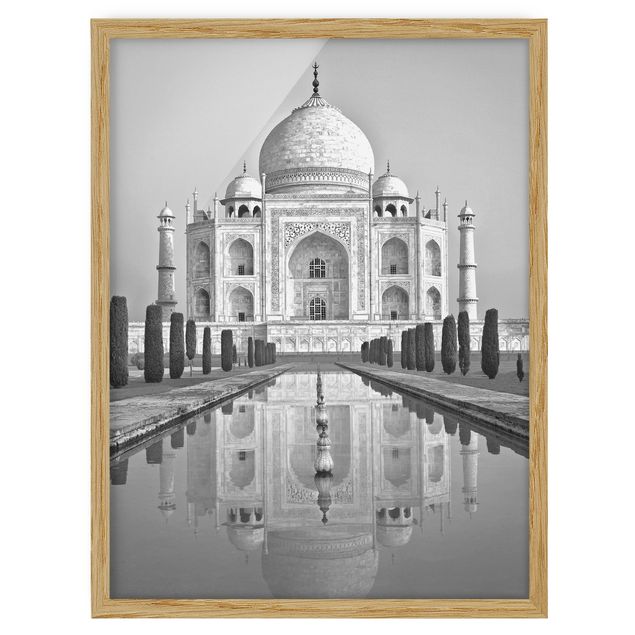 Bild mit Rahmen - Taj Mahal mit Garten - Hochformat 4:3