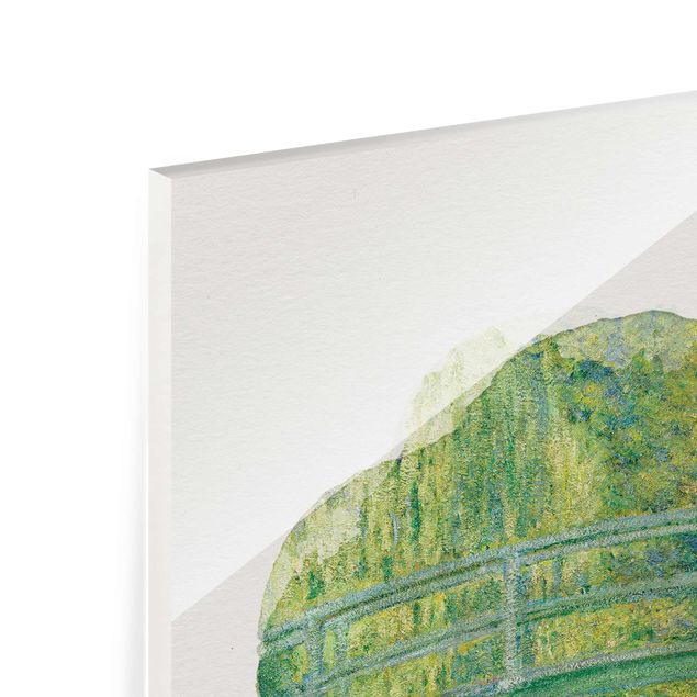 Glasbild - Wasserfarben - Claude Monet - Japanische Brücke - Hochformat 4:3